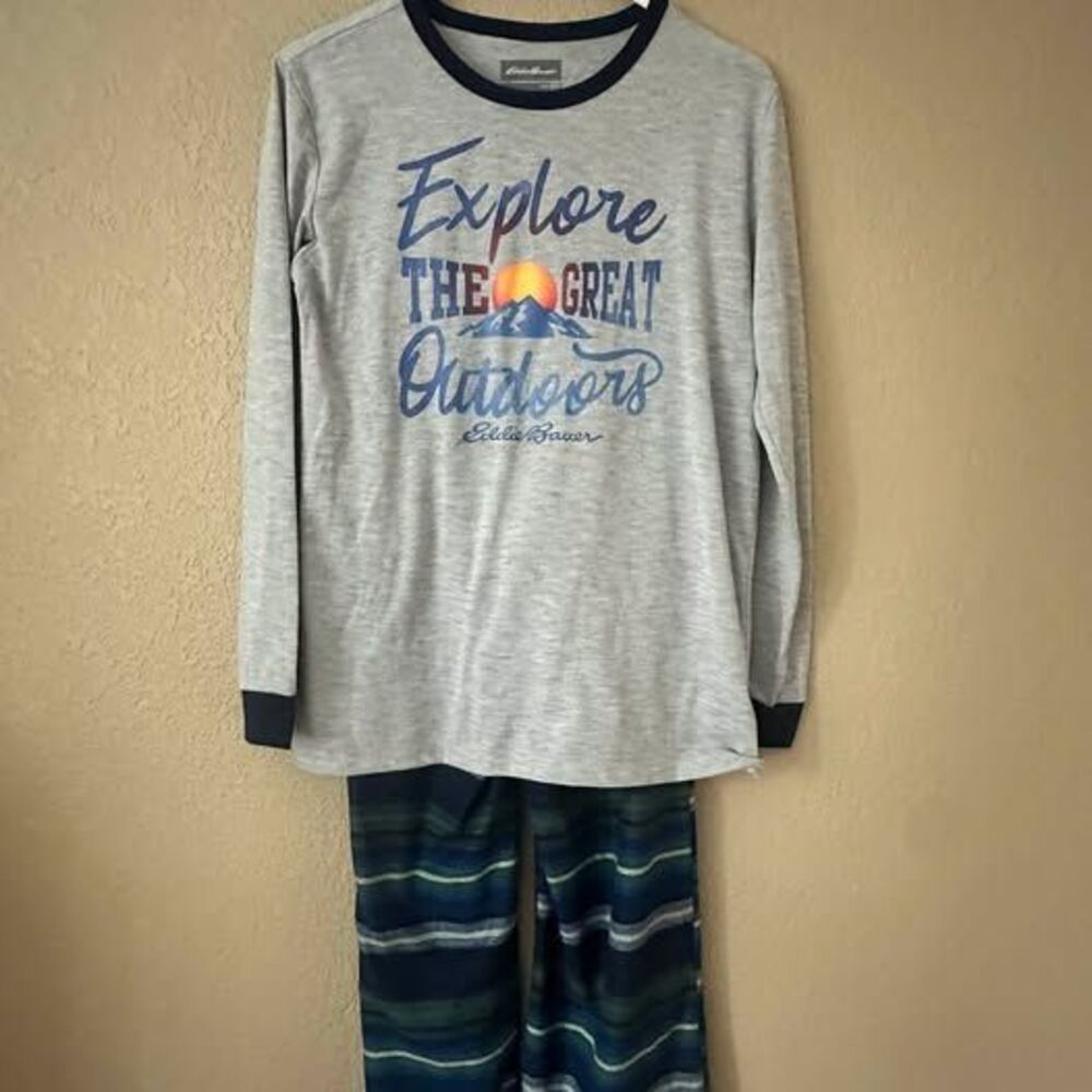 Eddie Bauer Kids Boys Fleece Pajamas PJ Set Size 14-16
